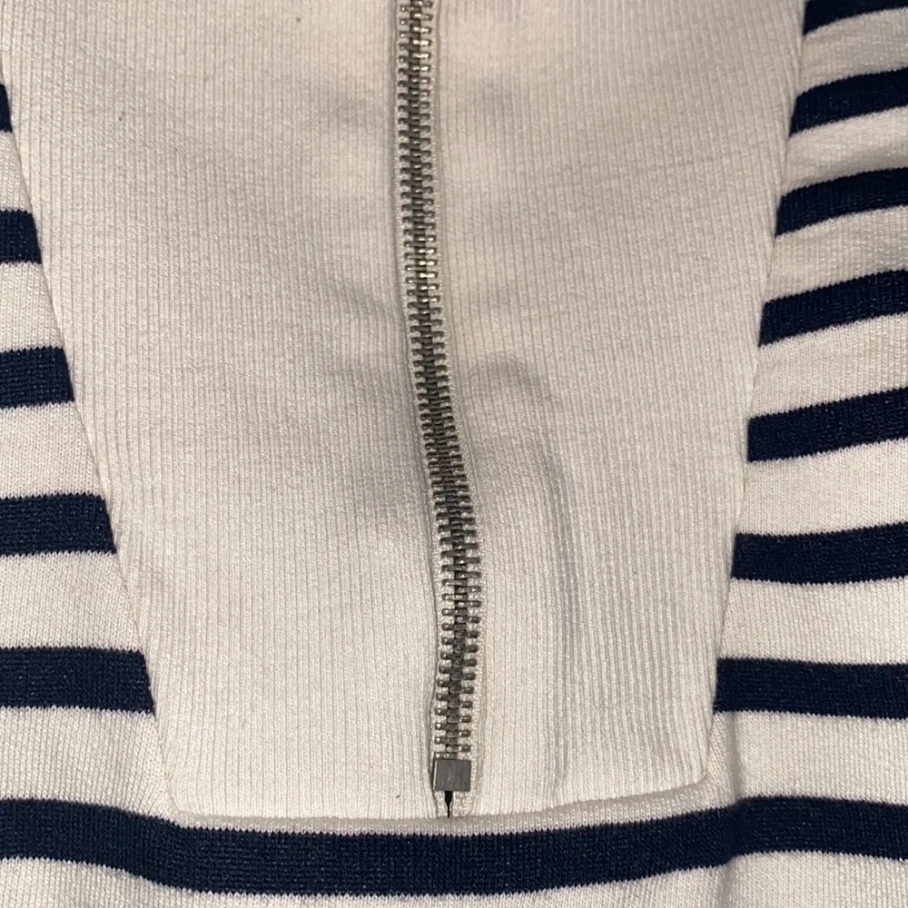 ZARA Striped Half-Zip Sweatshirt – Size L | Cotton Blend Pullover - Picture 8 of 15